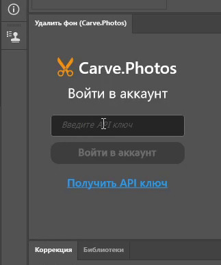 Ввод API-ключа